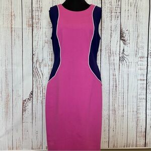 Career Wear Professional Slimming Sleeveless Colorblock Midi Dress